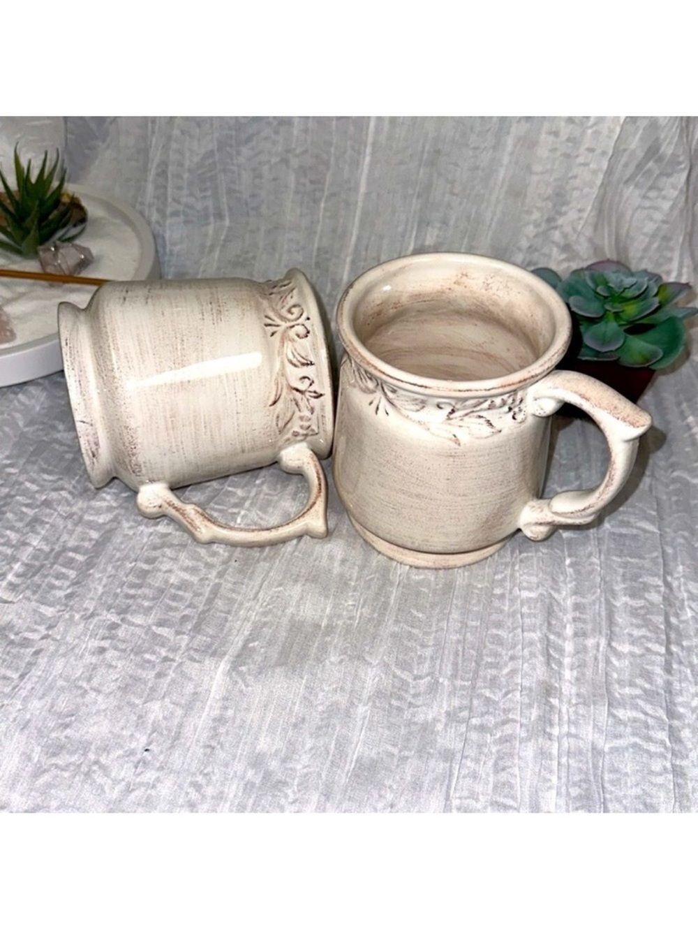 THE SAKURA TABLE Courtney Ivory Pink Shabby Chic Large 18 fl oz Mugs set of 2